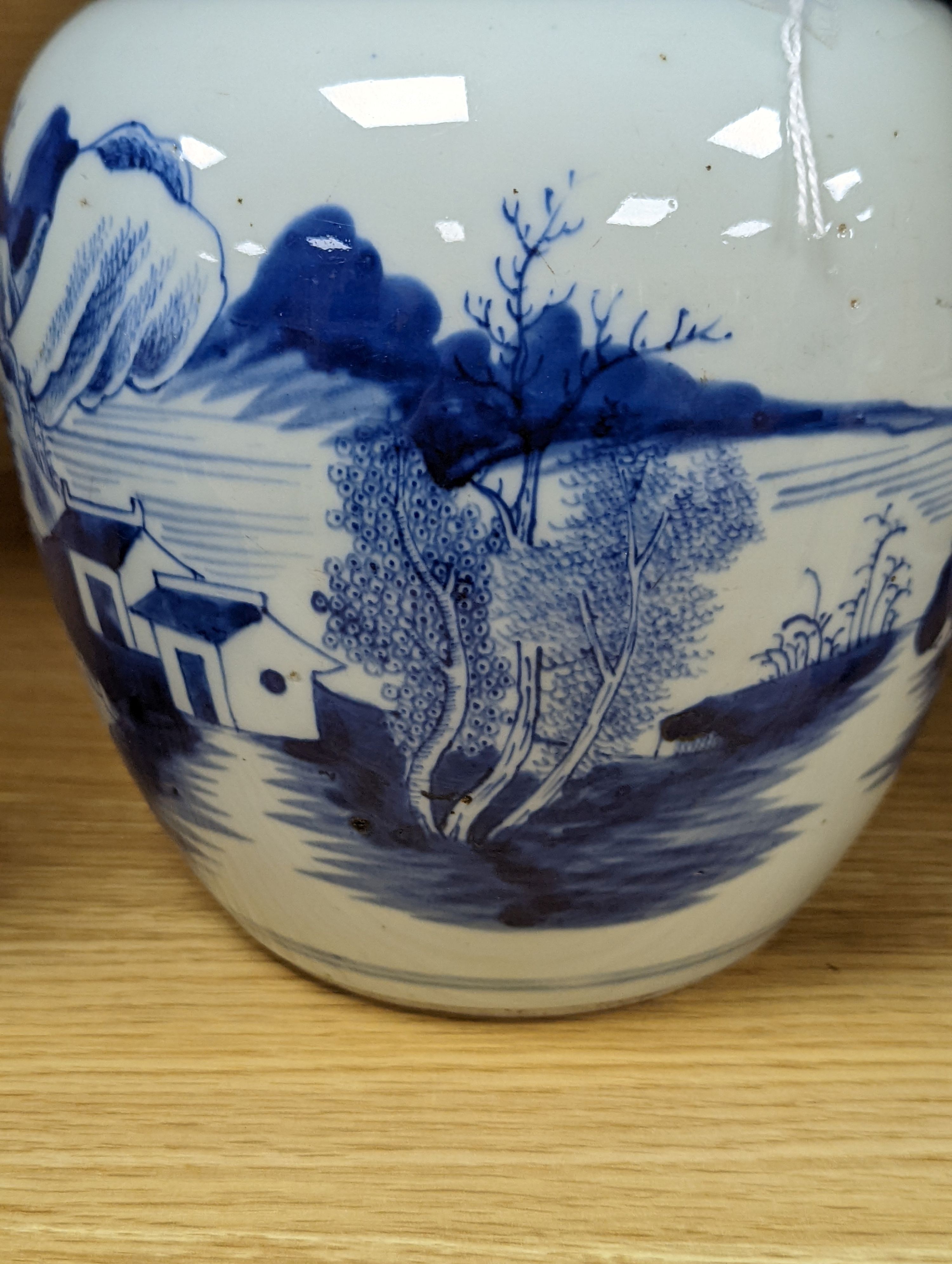 An 18th century Chinese blue and white ginger jar, 18cm